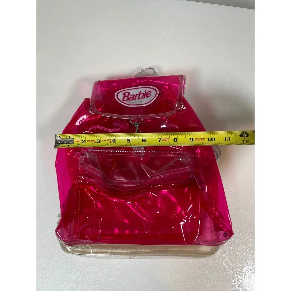Vintage 1999 Barbie Mini Backpack Clear PVC Pink Mattel Kids Girls‎